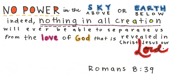 Romans 8:39 Bible memory verse card