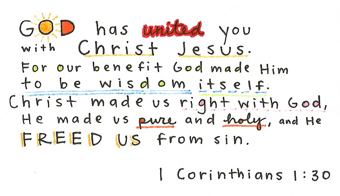 1 Corinthians 1:30 Bible verse memory card